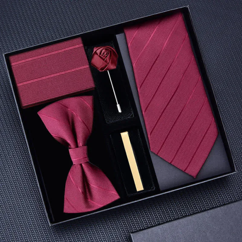 5Pcs Men's Twilled Necktie Rose Brooch Bow Ties Gift Box sold by FloralTrip