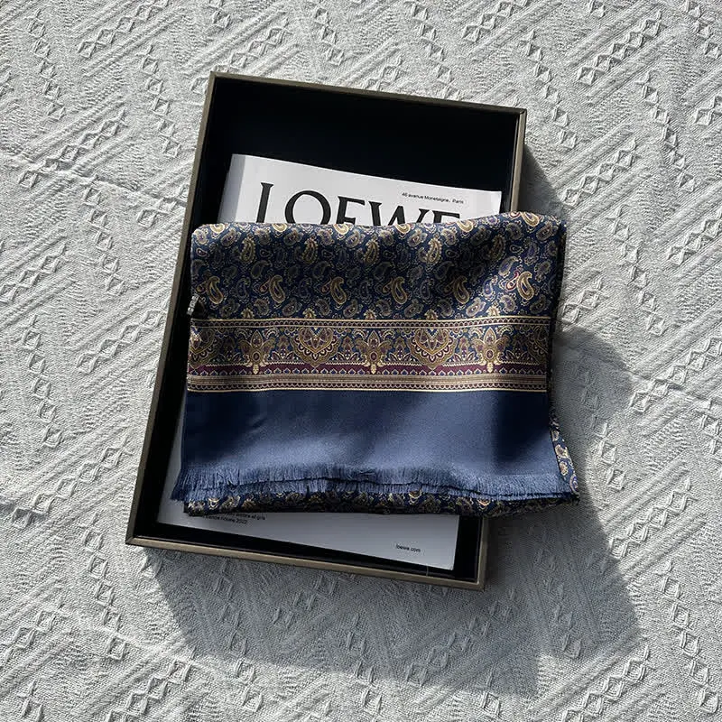 Men's Paisley Pattern British Style Thin Long Pure Silk Scarf sold by FloralTrip product image thumbnail 5
