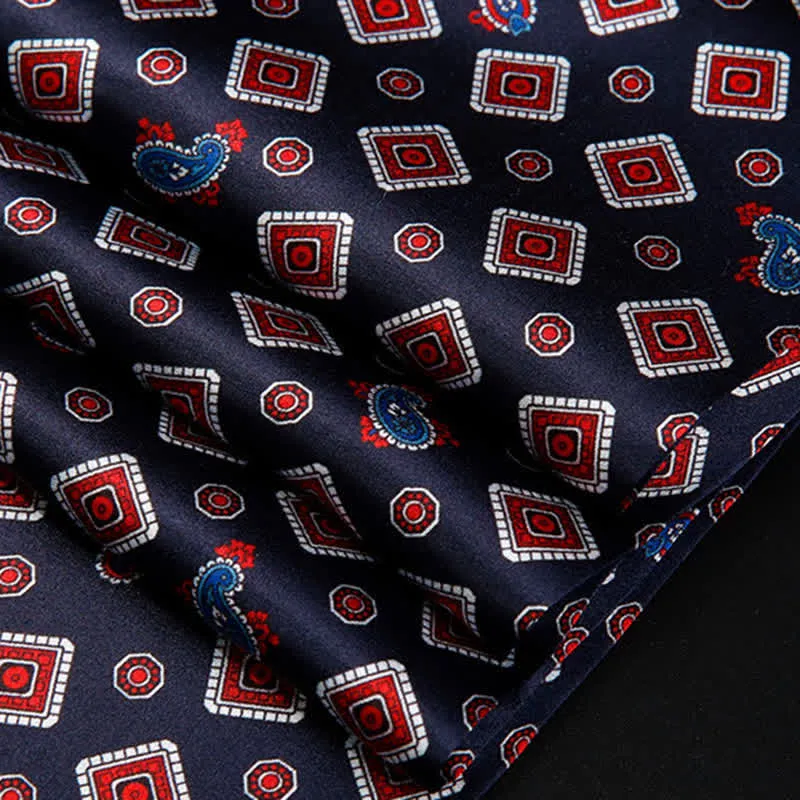 Men's Repeating Square Paisley Pattern Thin Long Pure Silk Scarf sold by FloralTrip product image thumbnail 3