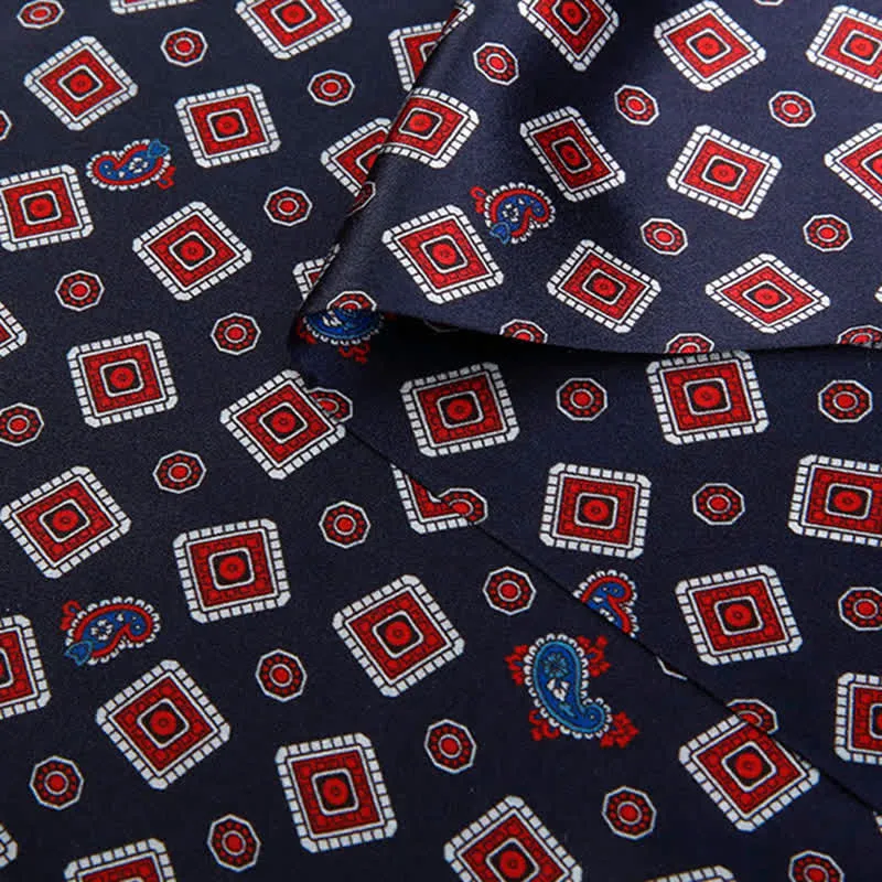 Men's Repeating Square Paisley Pattern Thin Long Pure Silk Scarf sold by FloralTrip product image thumbnail 5