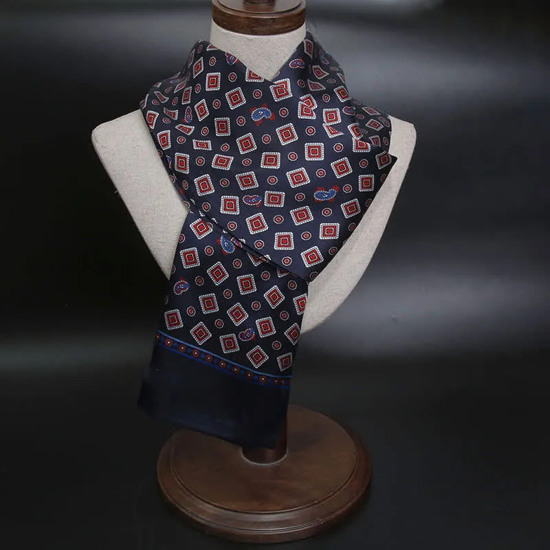 Men's Repeating Square Paisley Pattern Thin Long Pure Silk Scarf sold by FloralTrip