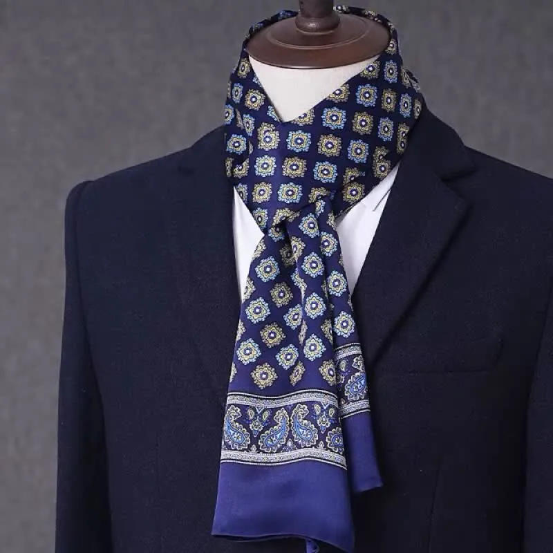 Men's Business Geometrical Figure Thin Long Pure Silk Scarf sold by FloralTrip