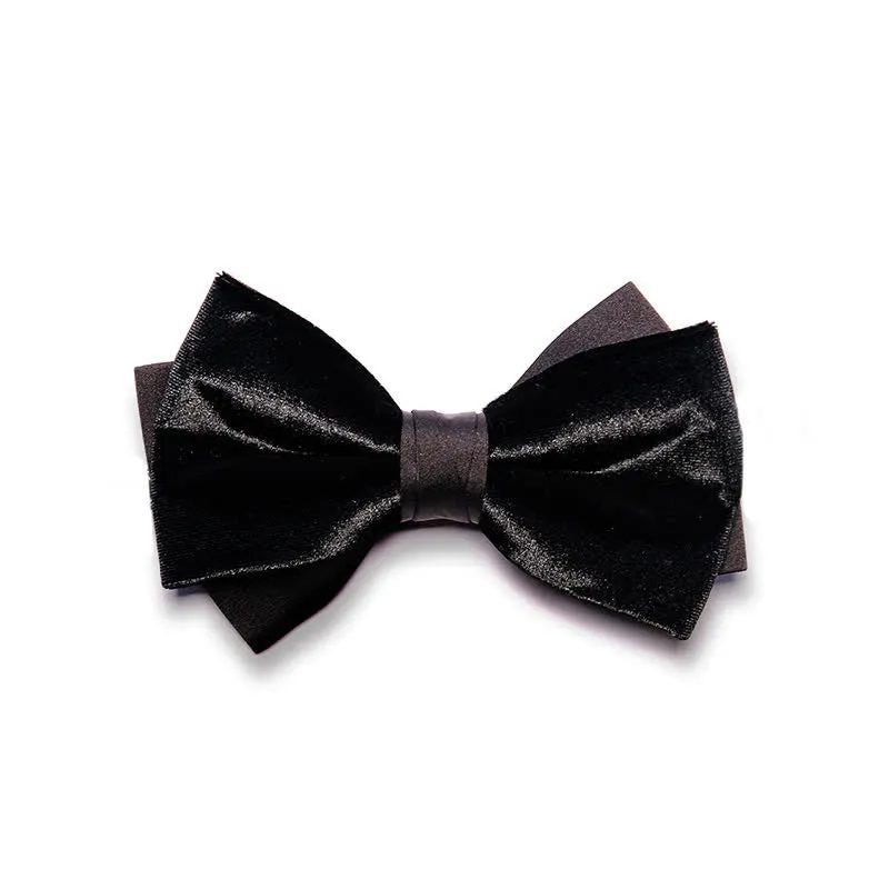 Men's Noble Black Velvet Double Layered Bow Tie sold by FloralTrip