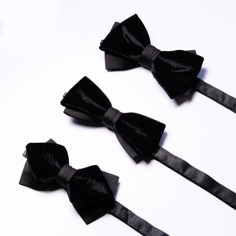 Men's Noble Black Velvet Double Layered Bow Tie sold by FloralTrip product image thumbnail 4
