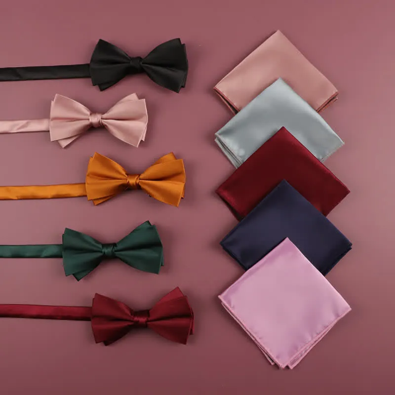 Men's Solid Color Double Layered Handkerchief Bow Tie sold by FloralTrip