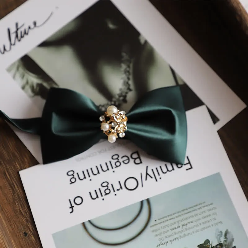 Men's Golden Flowers Imitation Pearl Bow Tie sold by FloralTrip product image thumbnail 2