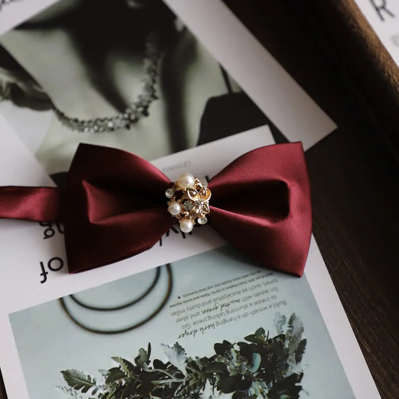 Men's Golden Flowers Imitation Pearl Bow Tie sold by FloralTrip product image thumbnail 5