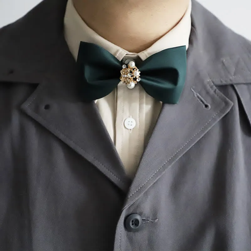 Men's Golden Flowers Imitation Pearl Bow Tie sold by FloralTrip product image thumbnail 3