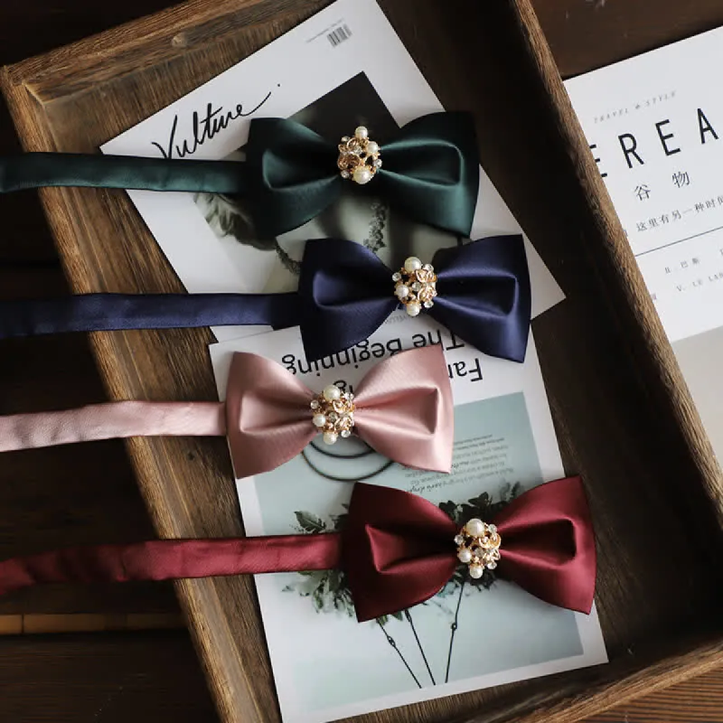 Men's Golden Flowers Imitation Pearl Bow Tie sold by FloralTrip