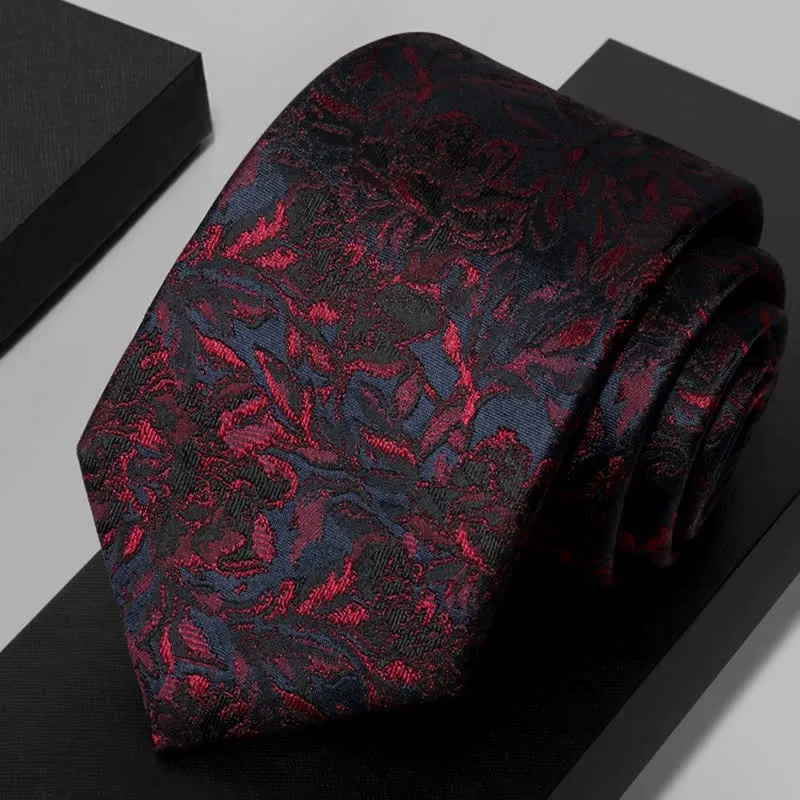 Men's Vintage Dark Red Flower Pure Silk Necktie sold by FloralTrip