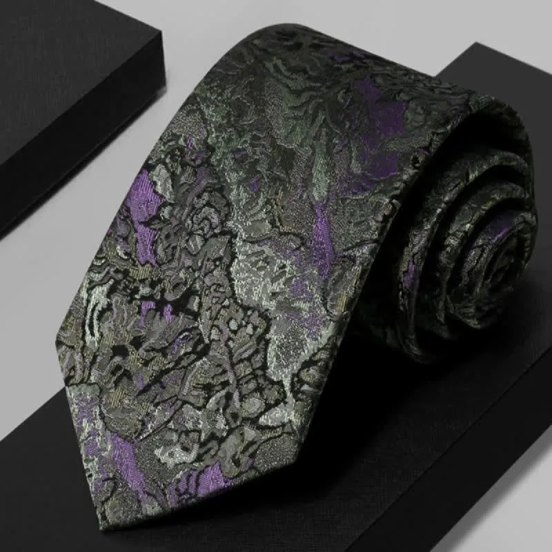 Men's Purple & Gray Delicate Abstract Pattern Pure Silk Necktie sold by FloralTrip