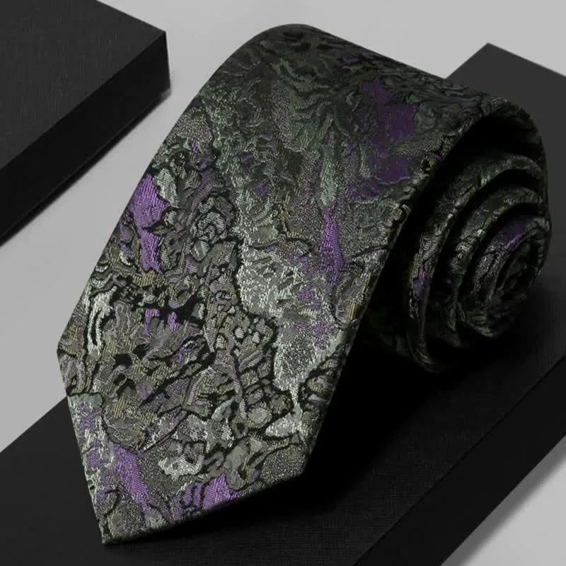 Men's Purple & Gray Delicate Abstract Pattern Pure Silk Necktie sold by FloralTrip