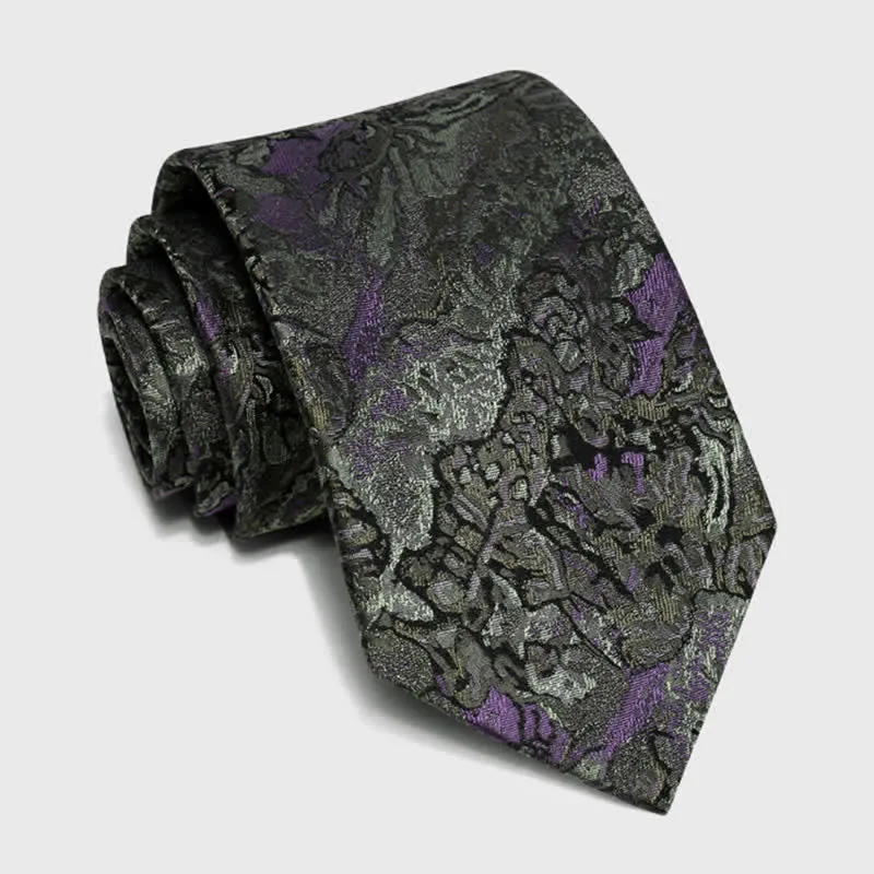 Men's Purple & Gray Delicate Abstract Pattern Pure Silk Necktie sold by FloralTrip product image thumbnail 5