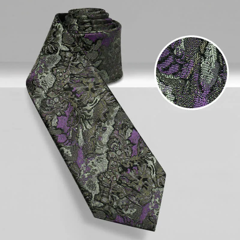 Men's Purple & Gray Delicate Abstract Pattern Pure Silk Necktie sold by FloralTrip product image thumbnail 2