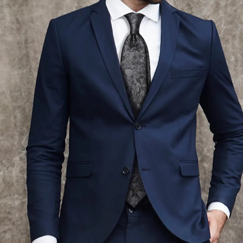 Men's Dark Gray & Black Floral Pure Silk Necktie sold by FloralTrip product image thumbnail 5