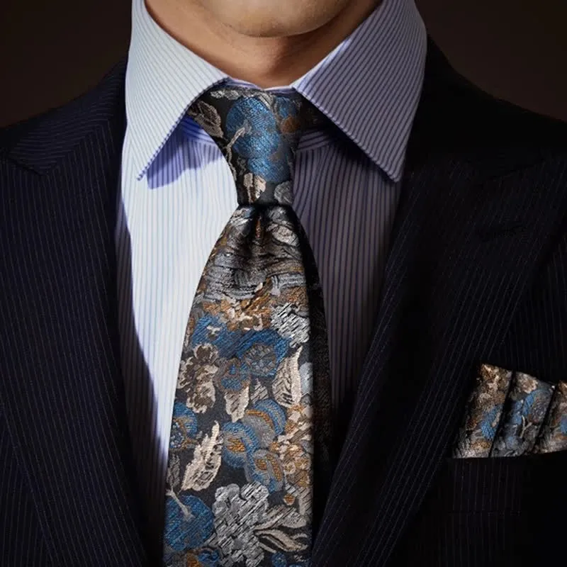 Men's Blue & Yellow Floral Garden In The Air Necktie sold by FloralTrip product image thumbnail 2