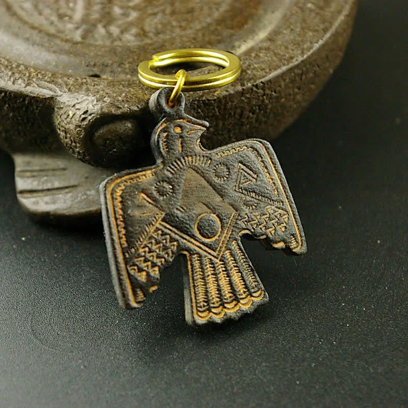 Indian Thunderbird Patron Saint Copper Leather keychain sold by FloralTrip product image thumbnail 3