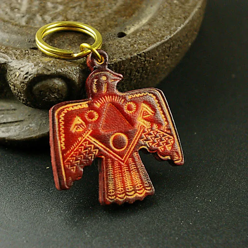 Indian Thunderbird Patron Saint Copper Leather keychain sold by FloralTrip product image thumbnail 4