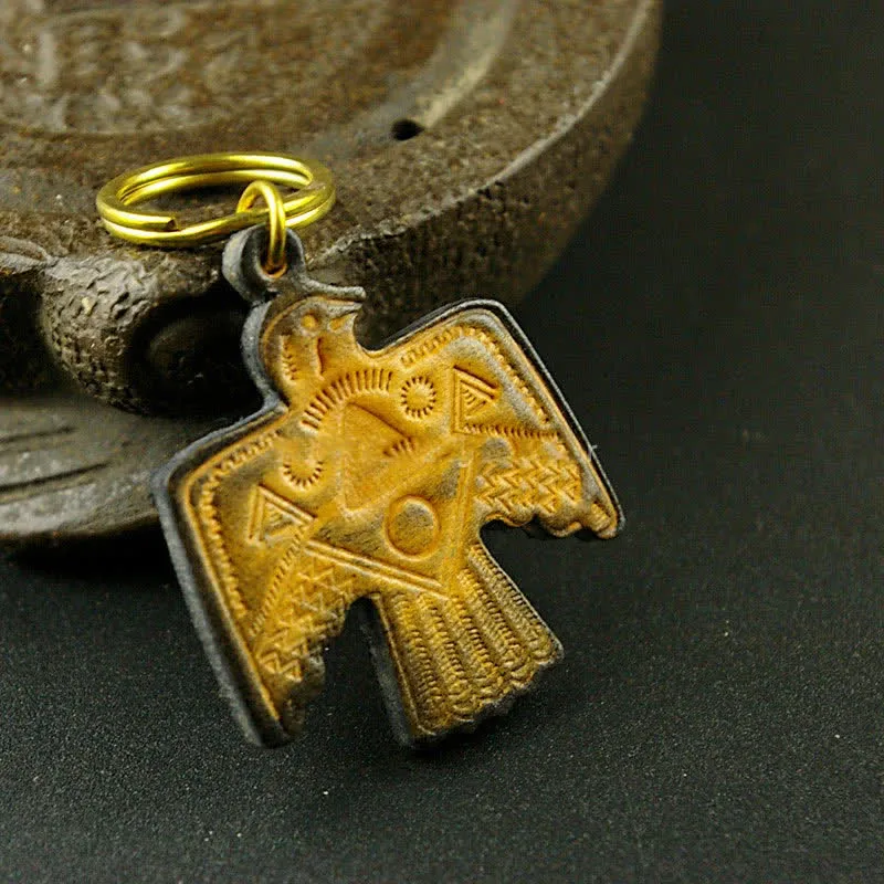 Indian Thunderbird Patron Saint Copper Leather keychain sold by FloralTrip product image thumbnail 5