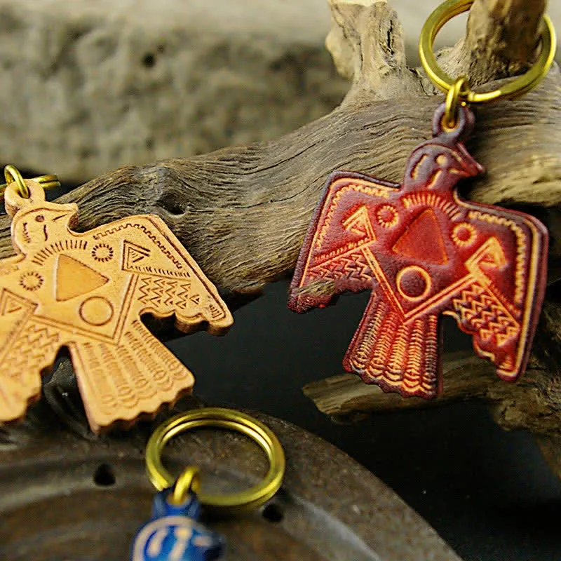 Indian Thunderbird Patron Saint Copper Leather keychain sold by FloralTrip product image thumbnail 2