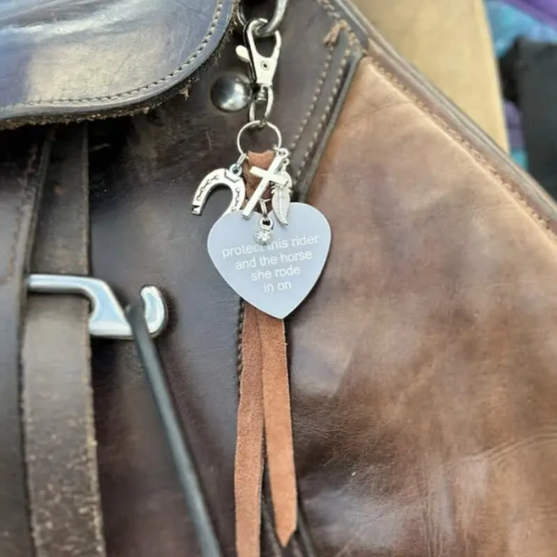 Heart Metal Horseshoe Cross Pendant Leather Keychain sold by FloralTrip product image thumbnail 3