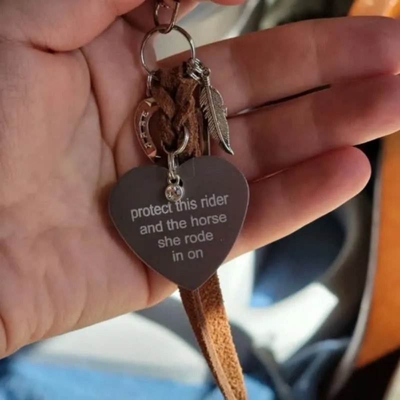 Heart Metal Horseshoe Cross Pendant Leather Keychain sold by FloralTrip product image thumbnail 5