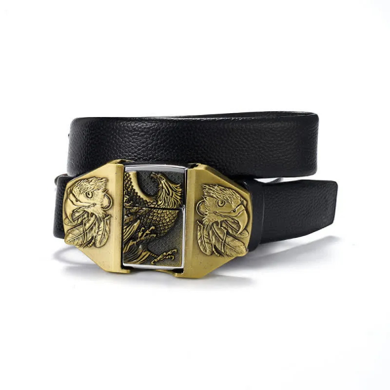 Men's Golden Eagle Leather Belt With Hidden Kerosene Lighter sold by FloralTrip