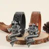 Men's Silver 3D The Dagger & The Cobra Buckle Leather Belt sold by FloralTrip