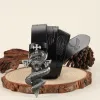 Men's Silver 3D The Dagger & The Cobra Buckle Leather Belt sold by FloralTrip
