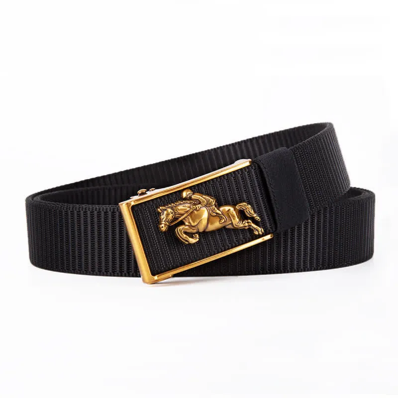 Men's Casual Horse Riding Automatic Buckle Nylon Belt sold by FloralTrip