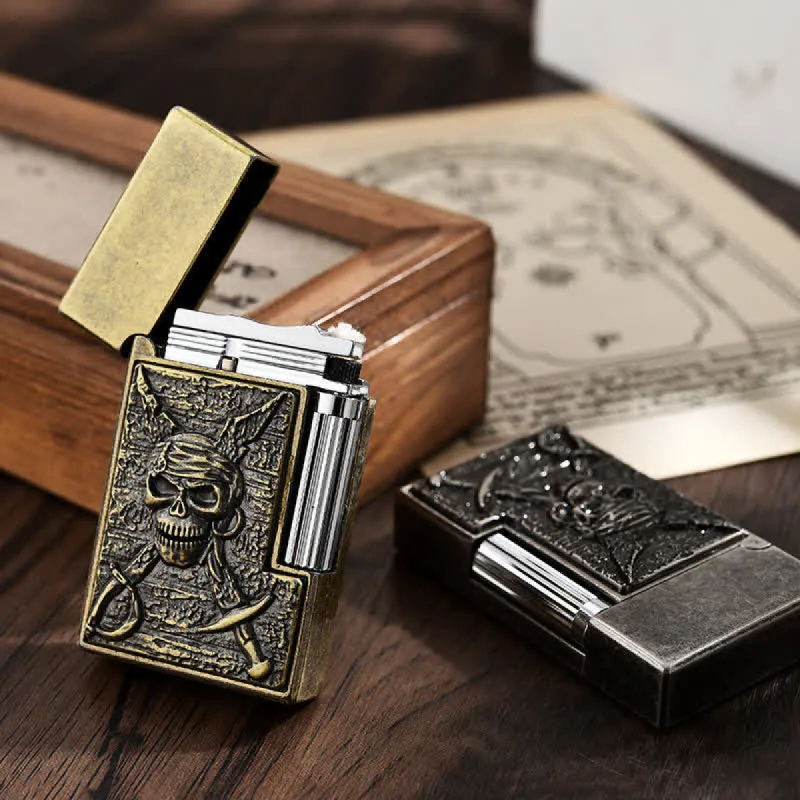 Flint Side Slide Skull Pirate Refillable Kerosene Lighter sold by FloralTrip