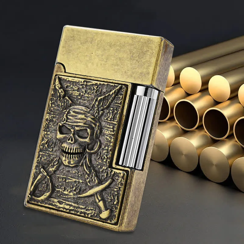 Flint Side Slide Skull Pirate Refillable Kerosene Lighter sold by FloralTrip product image thumbnail 3