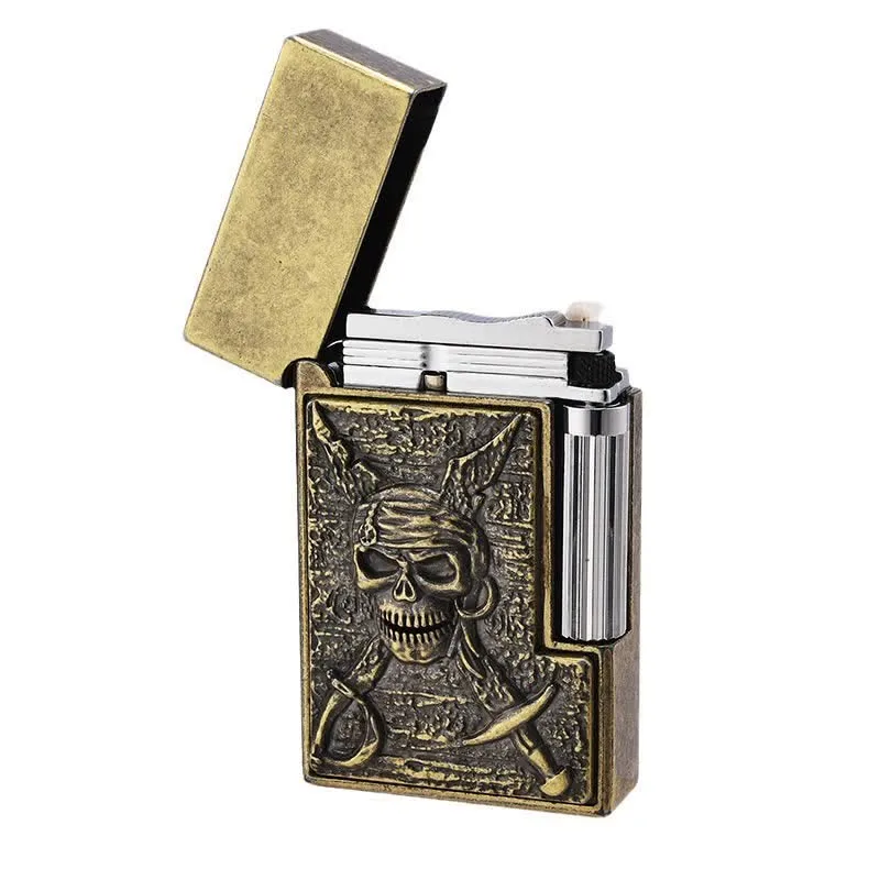 Flint Side Slide Skull Pirate Refillable Kerosene Lighter sold by FloralTrip product image thumbnail 5
