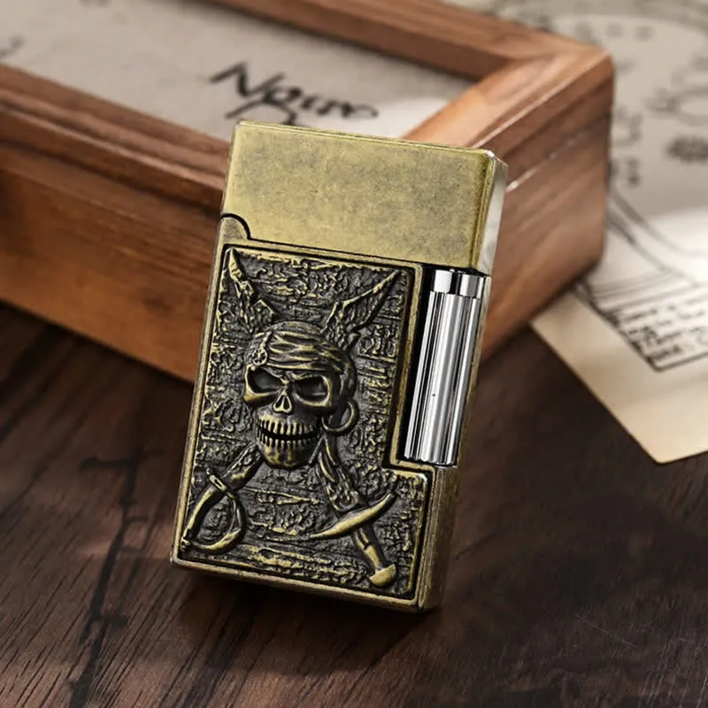 Flint Side Slide Skull Pirate Refillable Kerosene Lighter sold by FloralTrip product image thumbnail 2