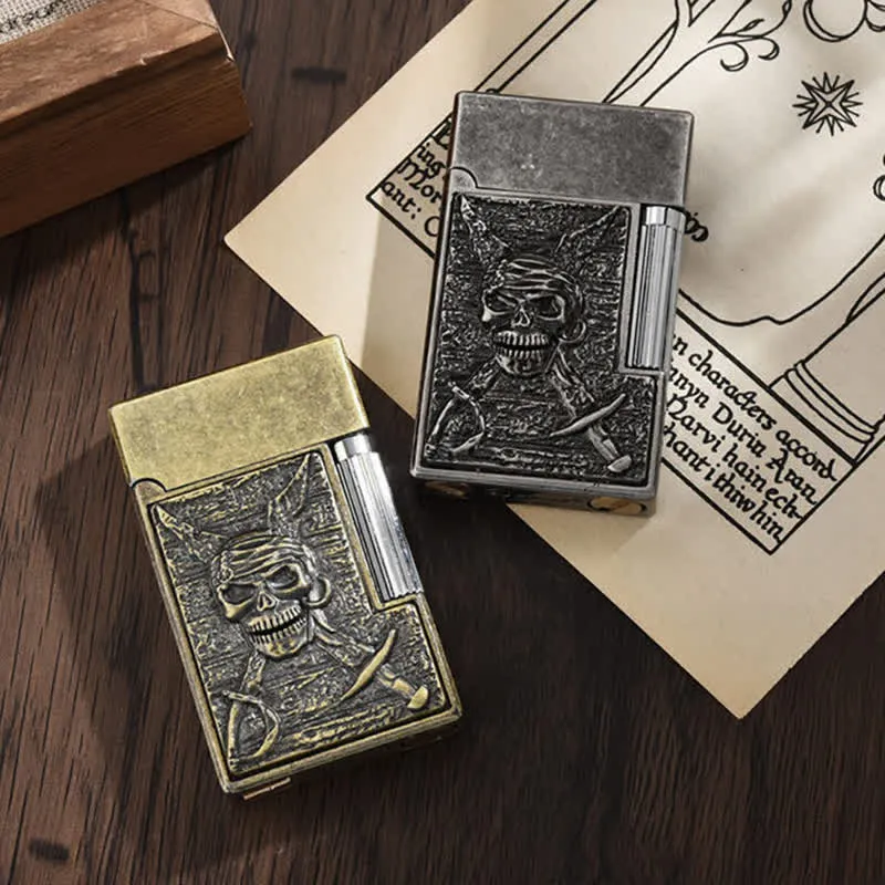 Flint Side Slide Skull Pirate Refillable Kerosene Lighter sold by FloralTrip product image thumbnail 4