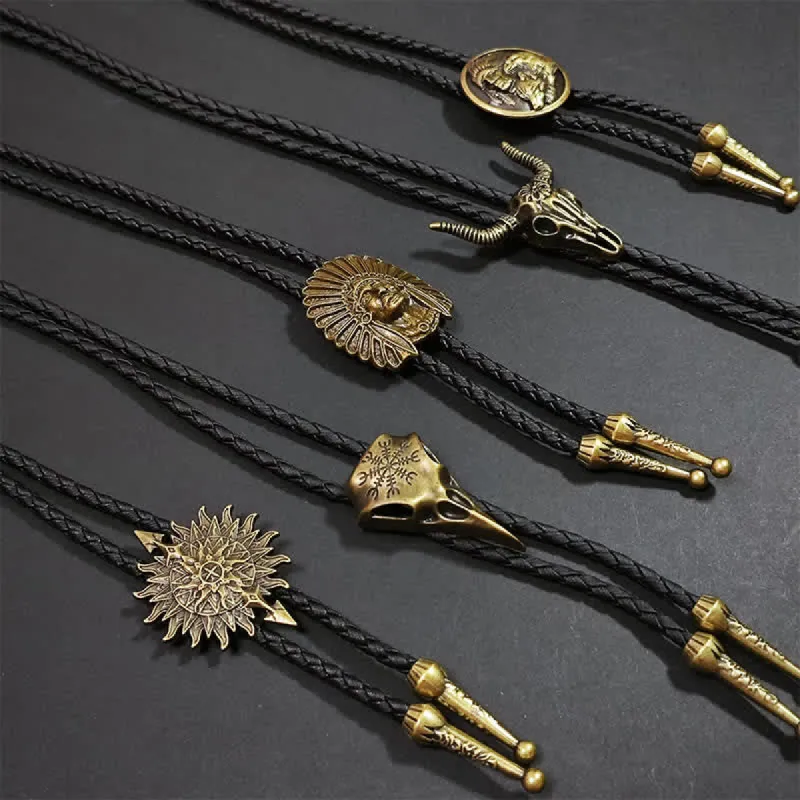 Weatern Antique Bronze Retro Indian Pattern Bolo Tie sold by FloralTrip