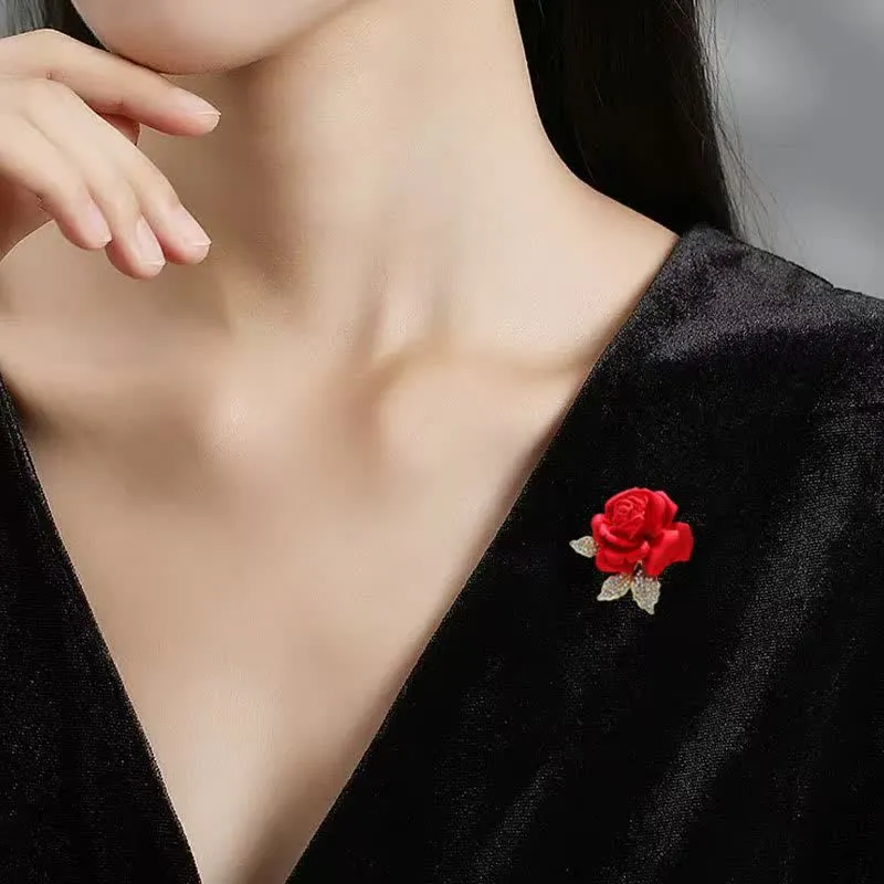 Red Blue Rose Rhinestone Flower Brooch sold by FloralTrip product image thumbnail 2