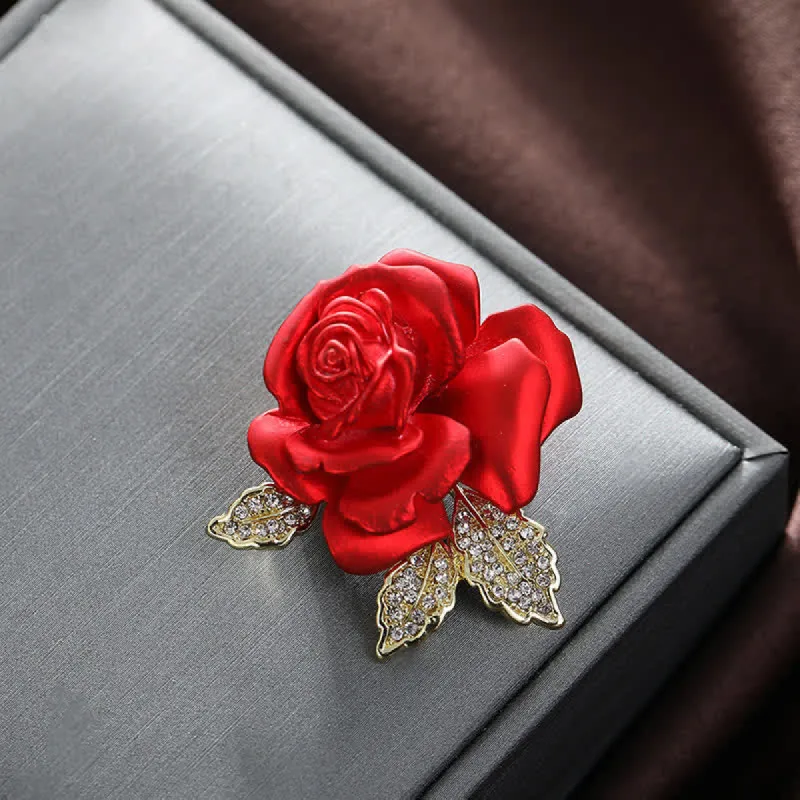 Red Blue Rose Rhinestone Flower Brooch sold by FloralTrip