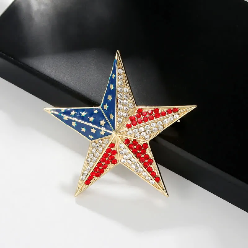 Red White & Blue Star American Flag Patriotic Brooch sold by FloralTrip