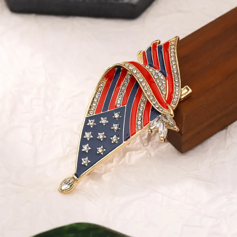 Enameled American Flag Rhinestone Patriotic Brooch sold by FloralTrip