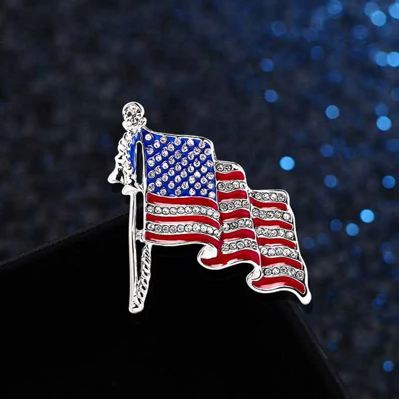 Patriotic American Flag Sparkling Rhinestone Brooch sold by FloralTrip