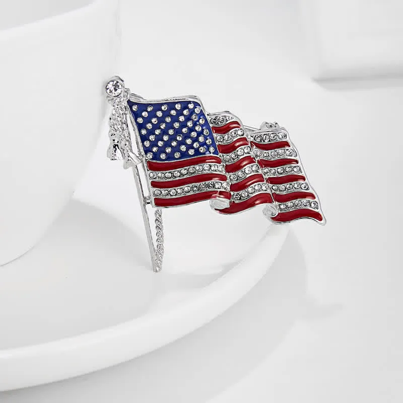 Patriotic American Flag Sparkling Rhinestone Brooch sold by FloralTrip product image thumbnail 5