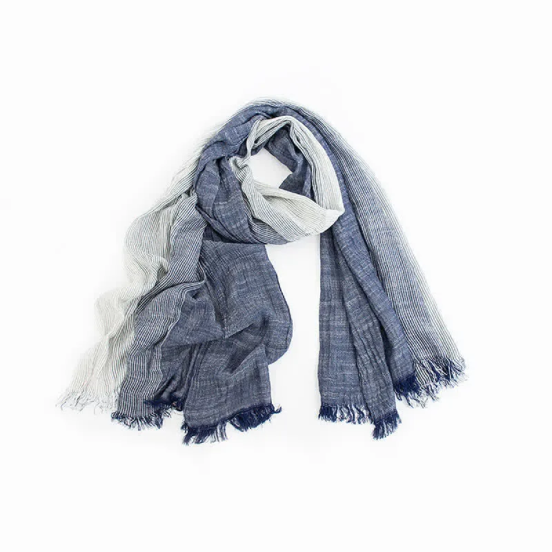 Striped Double Tone Wrinkled Cotton Thin Scarf sold by FloralTrip