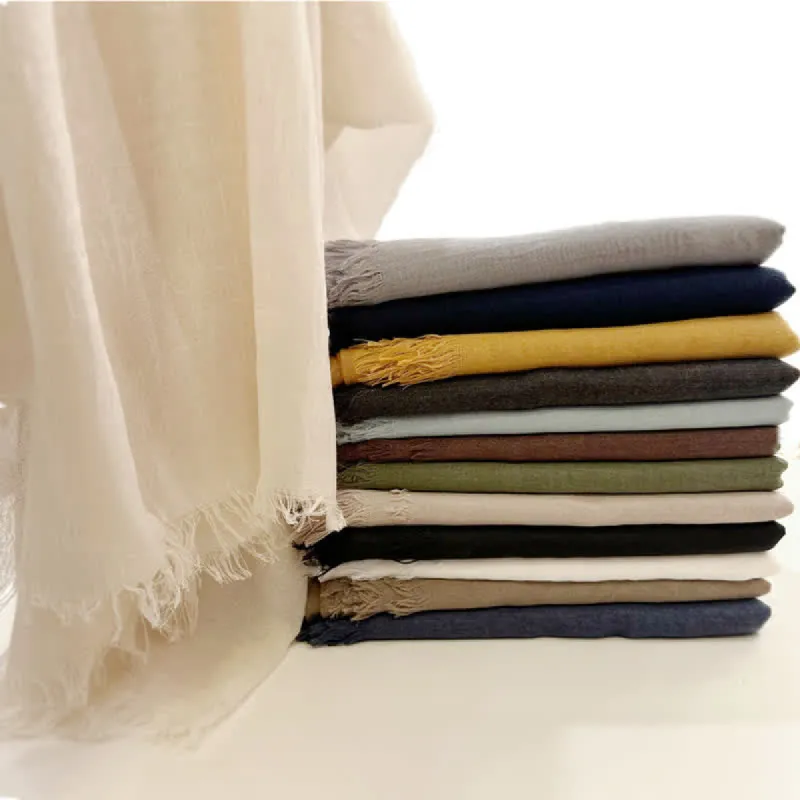 Summer Voile Solid Color Cotton Linen Thin Scarf sold by FloralTrip