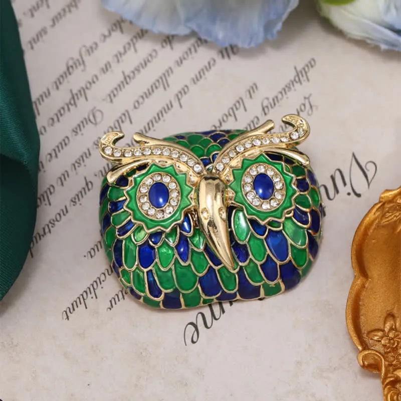 Vintage Glazed Feathers Owl Animal Brooch sold by FloralTrip