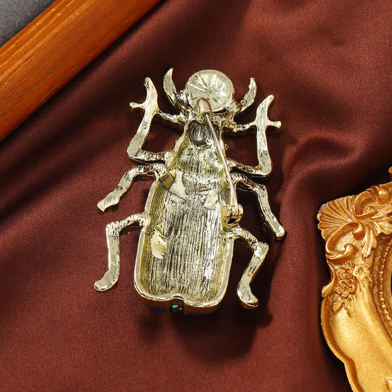 Ancient Large Enamel Scarab Colored Crystal Brooch sold by FloralTrip product image thumbnail 3