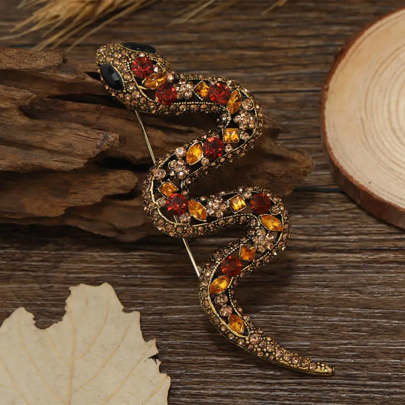 Wild Snake Sparkle Crystal Rhinestone Brooch sold by FloralTrip