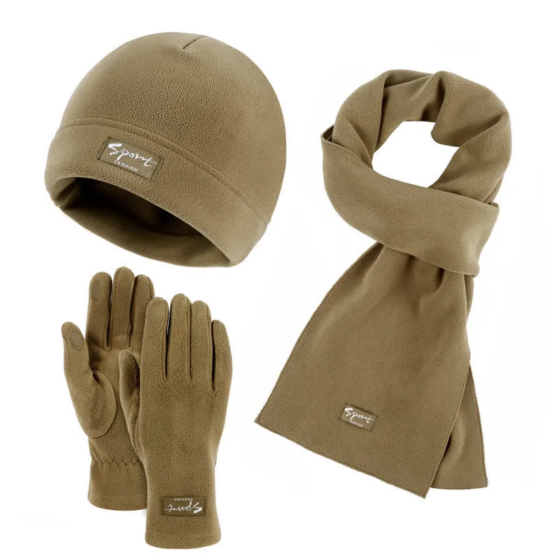 3Pcs Unisex Solid Color Polar Fleece Hat Scarf Gloves Set sold by FloralTrip product image thumbnail 4
