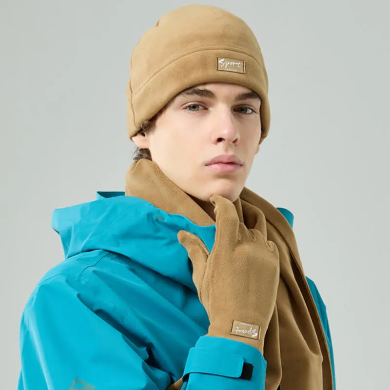 3Pcs Unisex Solid Color Polar Fleece Hat Scarf Gloves Set sold by FloralTrip product image thumbnail 5