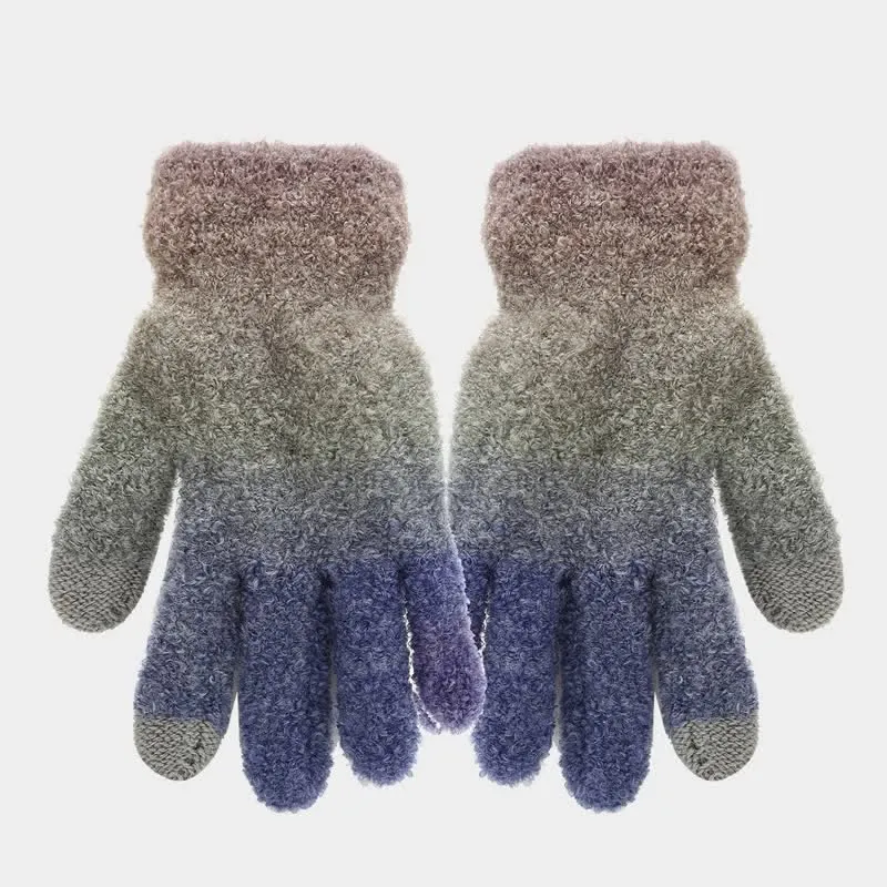 3Pcs Unisex Colorful Tie-Dyed Fur Ball Knitted Hat Scarf Gloves Set sold by FloralTrip product image thumbnail 4